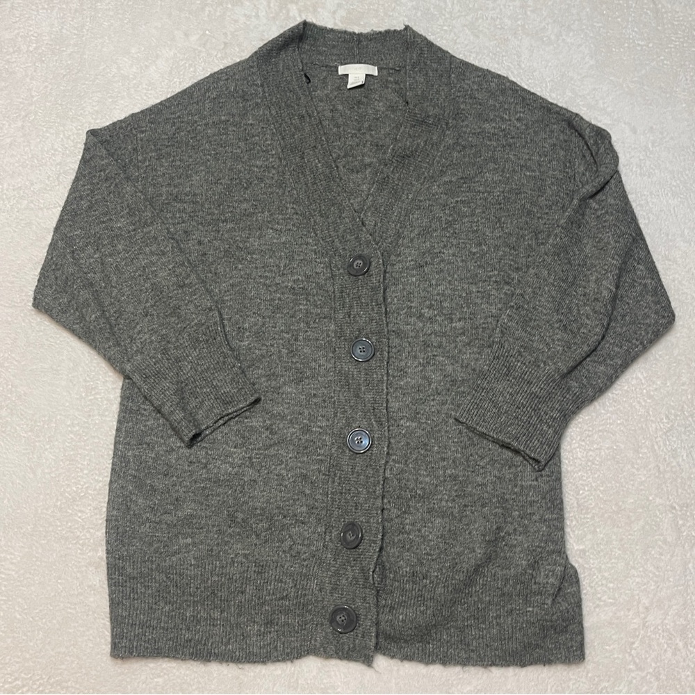 H&M Oversized Grandpacore Cottagecore Knit Cardigan‎ Sweater Gray Women's Small